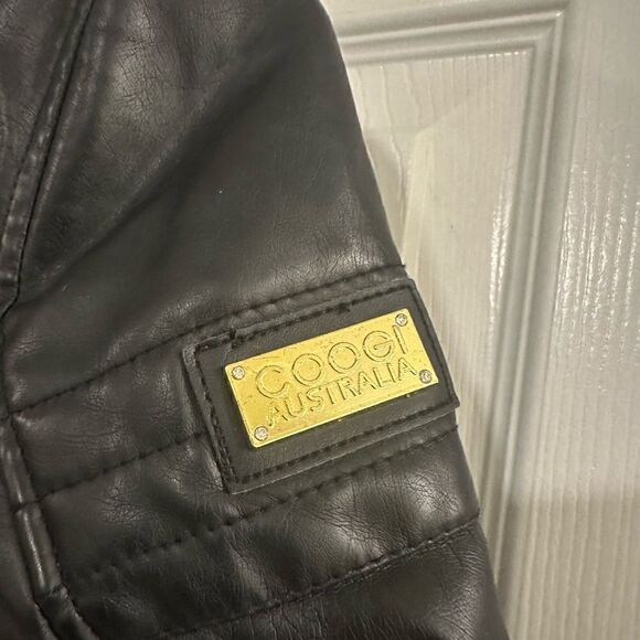 Kids Coogi jacket vegan leather moto hooded black size 10/12 - Picture 5 of 6